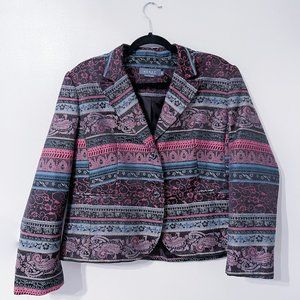 Koret Petite Women's Vintage Tapestry Print Blazer
